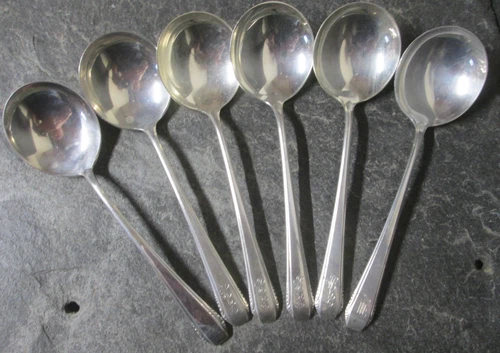 Towle Cascade Lot Of 6 Soup Spoons Sterling 213.2 Grams 925 Scrap Use Monogram
