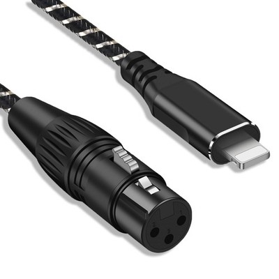 6.6FT XLR Female To Lightning Microphone Cable Fits iPhone 14/13/12 iPad 9/8/7