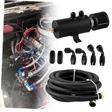 10AN 750ML Baffled Oil Catch Can with Drain Valve & 10FT Nylon Braided 10AN