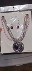 SoHo Purple Crystal Bead Necklace & Dangle Earrings Set, Silver Tone — photo 2