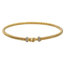 David Yurman 18k Yellow Gold and Diamond Cablespira Bracelet