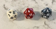 MTG MAGIC THE GATHERING SET OF 3 DIE DICE ~ 2 SPINDOWN D20 + 1 LIFE COUNTER
