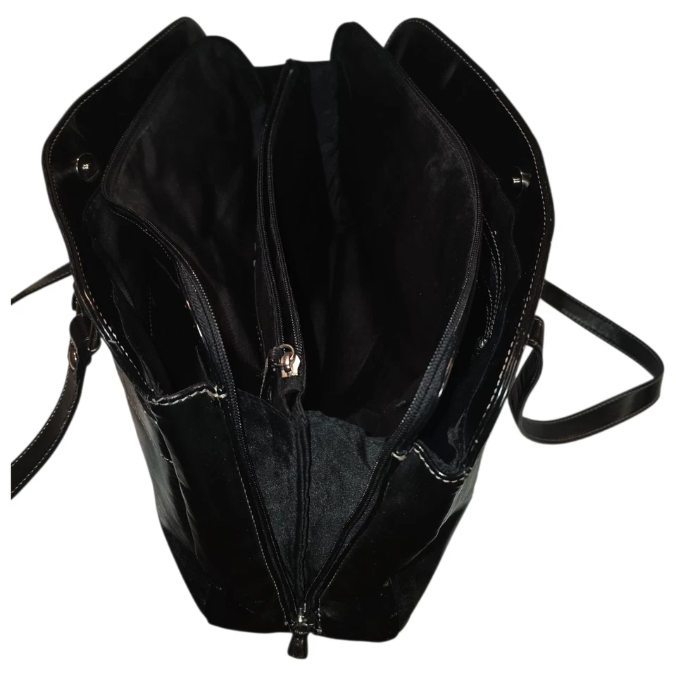 Giani Bernini Bolso de Trabajo de Cuero Negro para Laptop Bolso Maletín Organizador Bolso de Mano Foto 3 de 4