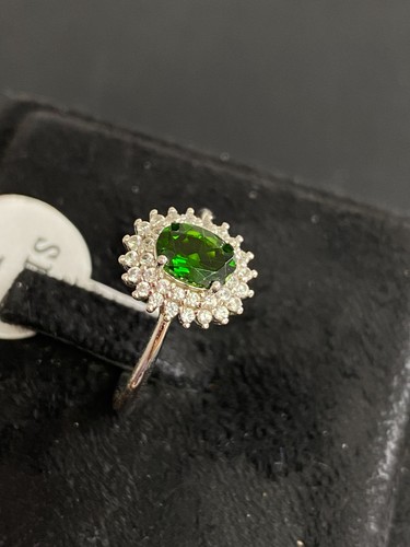 NATURAL CHROME DIOPSIDE 7X5 WHITE CZ STERLING SILVER 925 SET - 第 11/14 張圖片