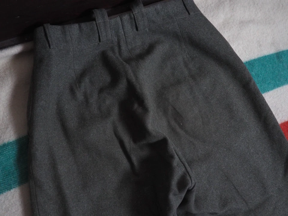Pantalones de invierno de colección años 40 Segunda Guerra Mundial militares suizos lana marrón metal botón mosca 32x31 campo Foto 4 de 4