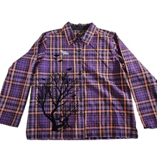 Krazy Kat Halloween Button Down Shirt Bats Festive Fall Womens L