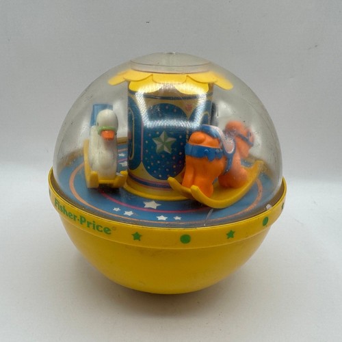 Fisher-Price Roly Poly Carousel KidsYellow Vintage Sensory Musical Toy