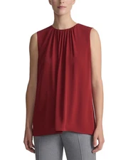 Lafayette 148 New York Gathered Neck Sleeveless Silk Blouse Women's