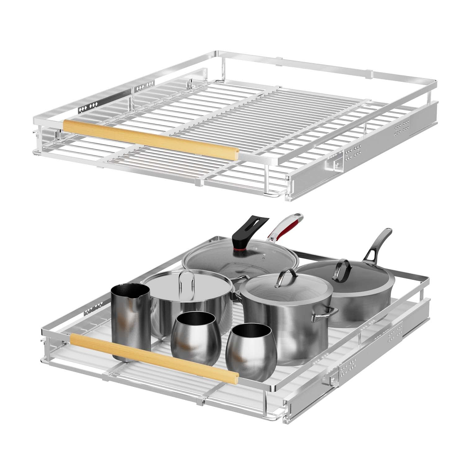 WEJIPP Expendable Pull Out Cabinet Organizer Slide Out Drawer Heavy Duty Stai...