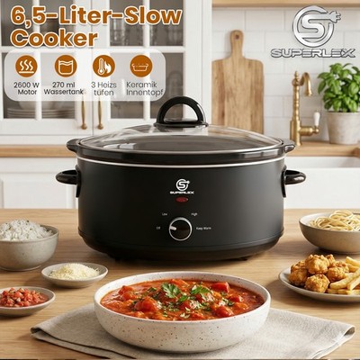 SUPERLEX Slow Cooker Schongarer Chalkboard Multifunktional, Antihaft, Warmhalte