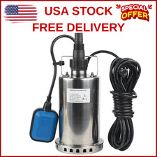 Bomba De Aguas Sumergible Acero inoxidable 1 HP 3000GPH Profundo Con Interruptor