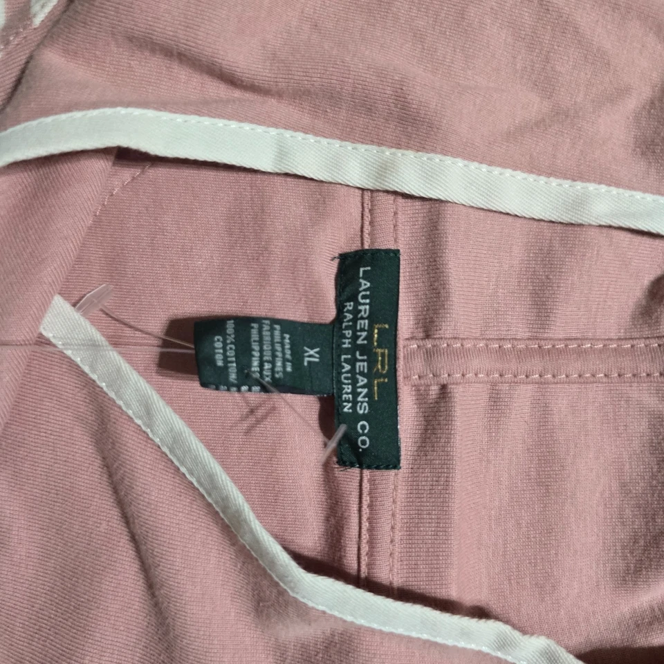 Lauren Ralph Lauren Mujer Capucha Camisa Rosa Blanco Rayas Manga 3/4 XL Nuevo Foto 4 de 4