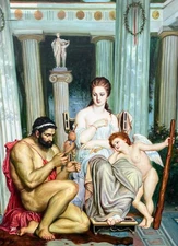 Art Oil Painting Portrait Landscape Hercules & Omphale Mythology Mythological