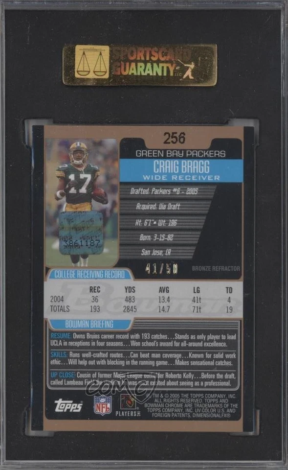 2005 Bowman Chrome Bronze Refractor /50 Craig Bragg SGC 9 MINT Rookie Auto RC - Image 2 of 2