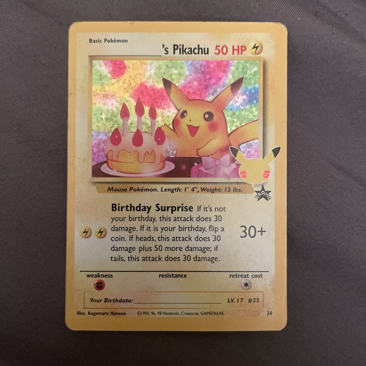 Pokemon Pikachu Celebrations Birthday Surprise 25th Anniversary