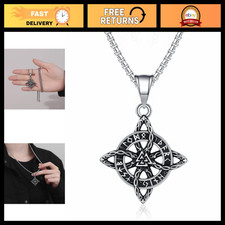 Celtic Knot Amulet Pendant Necklace, Witches Knot & Viking Rune Mannaz Jewelry G