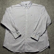 Nautica Shirt Men XL Blue/Red/White Plaid Long Sleeves Button Down Casual Cotton