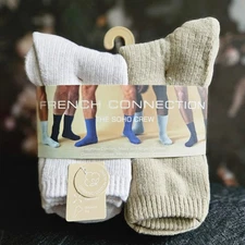 French Connection THE SOHO CREW Mens Socks - 5 PAIR - Organic Cotton Blend - NEW