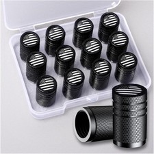 American Flag Tire Valve Stem Caps, Aluminum USA Black White (12 Pack) 