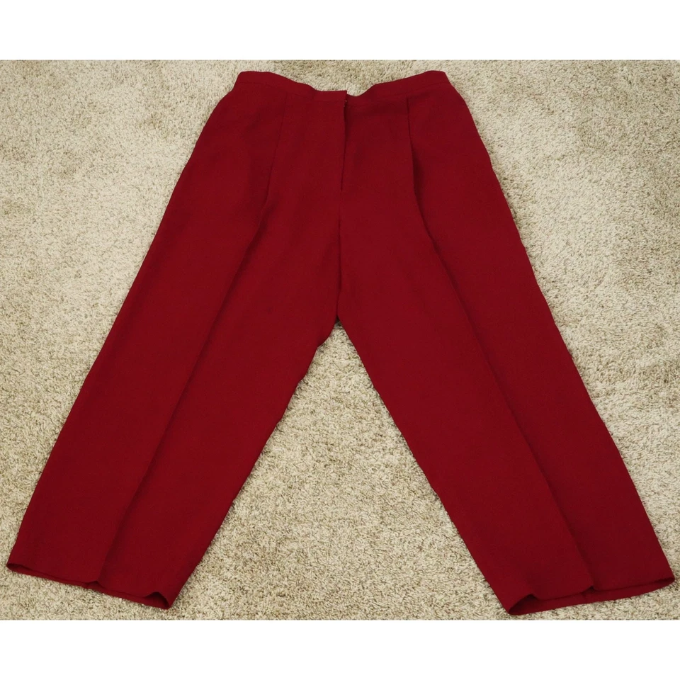 Traje Pantalón Traje De Colección Años 80 90 Susan Bristol Rojo Pierna Ancha Negro Cuello Terciopelo Plus 16 Foto 2 de 4