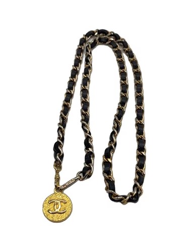 Cinturón de cuero negro con logotipo de marca de coco CHANEL accesorio de moda para mujer - Imagen 3 de 7