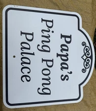 Papa’s Ping Pong Palace Sign Game Room Decor 18x18 Inches