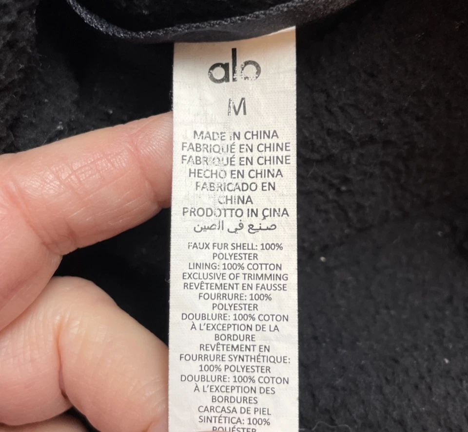 Chaqueta polar Alo Yoga para hombre Sherpa para hombre M negra frente a presión holgada salón acogedora Foto 3 de 4