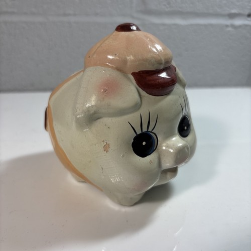 Vintage small piggy bank small pig coin 4" x 4" no stopper - Picture 2 of 8