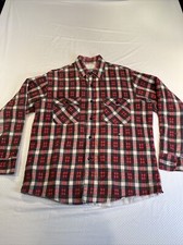 Vintage 70s Sears Perma-Prest Work Leisure Flannel Shirt L 16-16.5 Quilted Lined