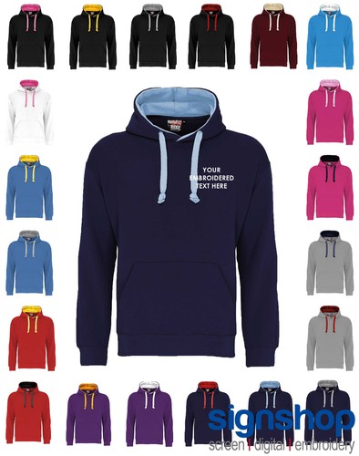 W73 Personalised Contrast Hoodie Custom Embroidered FREE LOGO SETUP - Picture 14 of 21