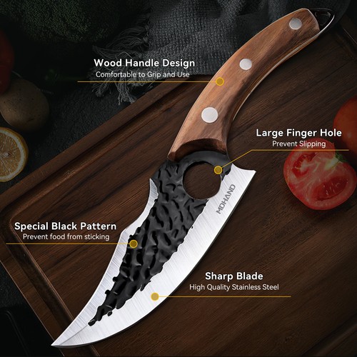 Chef Knife Japanese Kitchen Knives w/ Sheath for Cutting Cooking Hunting Camping - Picture 4 of 9