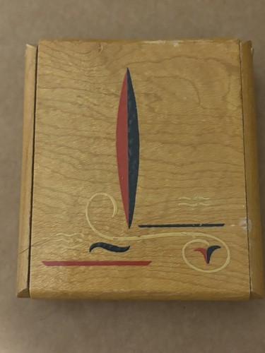 Seltenes Vintage handbemaltes Holzpulver Make-up kompakt - Bild 1 von 7