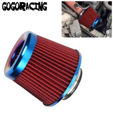 Universal 3" 76mm Car Air Filter High Flow Cold Air Intake Dry Cone Replacement