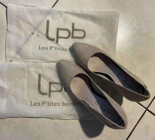 ESCARPINS FEMME LES PETITES BOMBES EN CUIR NUBUCK GRIS TAILLE 39 ETAT NEUF - Photo 6/11