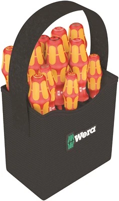 WERA 2Go 11 Piece VDE Kraftform 100 Insulated Screwdriver Set & Quiver, 004310