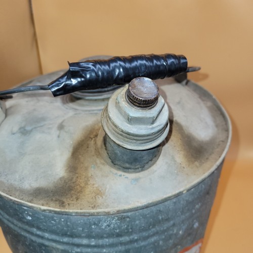 Vintage Galvanized Metal Gas Can - Old Ironsides - 5 Gallons - Picture 4 of 12