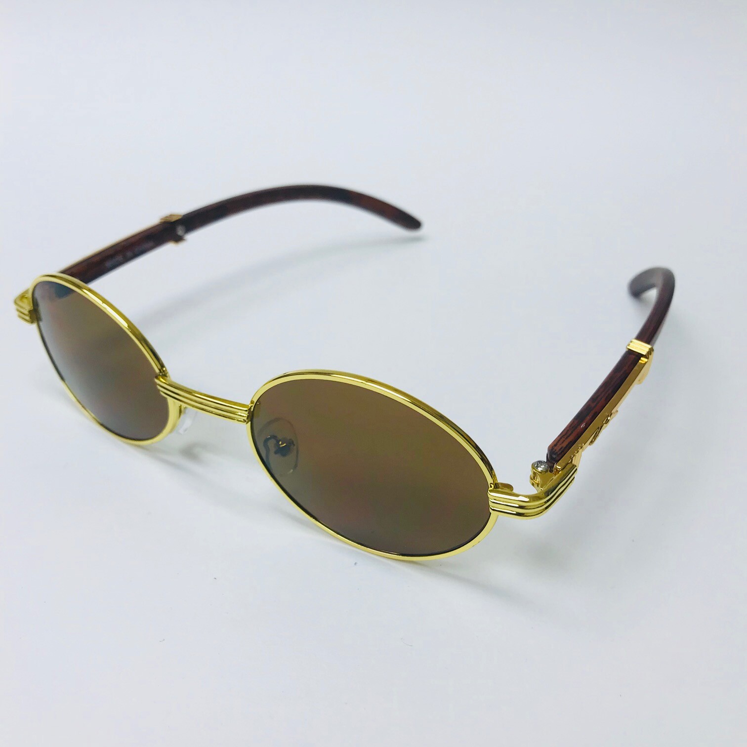 Classic Luxury Glasses Dark Brown Lens Gangster Style Retro Small