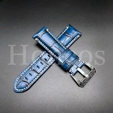 24 MM COW LEATHER PAM WATCH BAND STRAP FITS FOR PANERAI 44MM GMT LUMINOR BLUE
