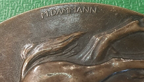 WWI Battle of Mulhouse French Art Nouveau bronze medal by Dammann,68mm - Picture 4 of 9
