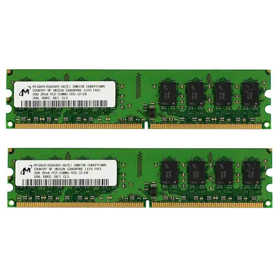 Micron 4GB 2x 2GB PC2-5300U DDR2 667MHz 240Pin 2Rx8 DIMM SDRAM Desktop Memory - Image 3 of 4