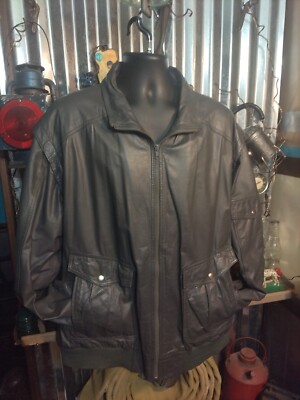 South Creek- Vintage Leather Jacket Gray Men's Big Tall Size XT 48 Tall  NM
