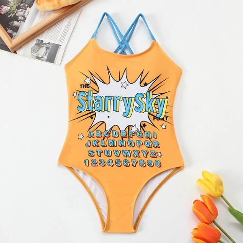 Kids Girls Swimsuit Leotard Swimwear Open Back Beachwear Training One-piece - Picture 46 of 68