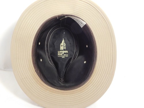 Vintage RINE CHAFEAUXLondon Fog tan canvas Fedora Hat sz 7- 7 1/8 - Picture 5 of 7