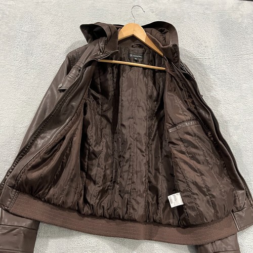 INC International Concepts Jacket Mens Small Faux-Leather Bomber Biker Y2K - Picture 4 of 10