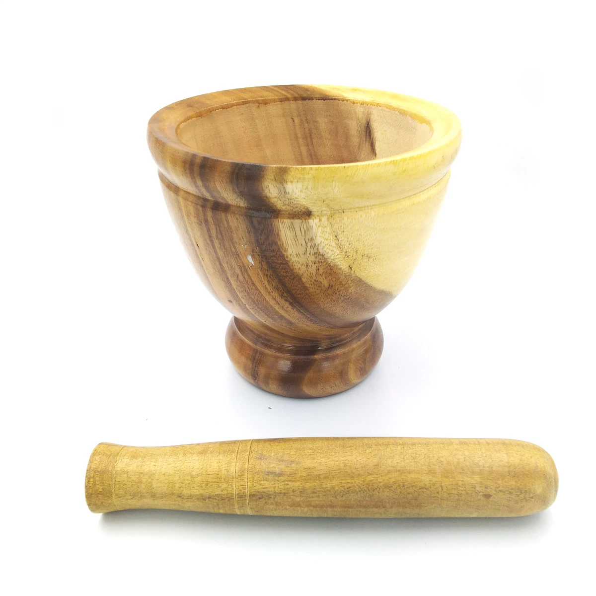 Set 8 inches Solid wooden mortar and pestle Thai kitchen spice Grinder bowl M01