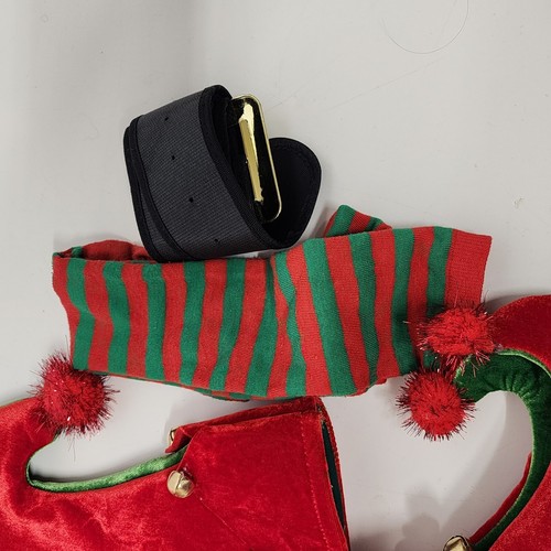 Elf Costume Red Green NEW NO EARS Shirt Pants Belt Boots Hat Child Size 8 - 10 - Picture 9 of 12