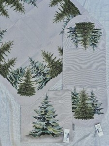 Tischdecke Mitteldecke Tischläufer Tischset Kissenhülle Weihnachten Gobelin Winterdorf Beige Braun Töne Baumwollmischung (37 X 50 Cm Tischset