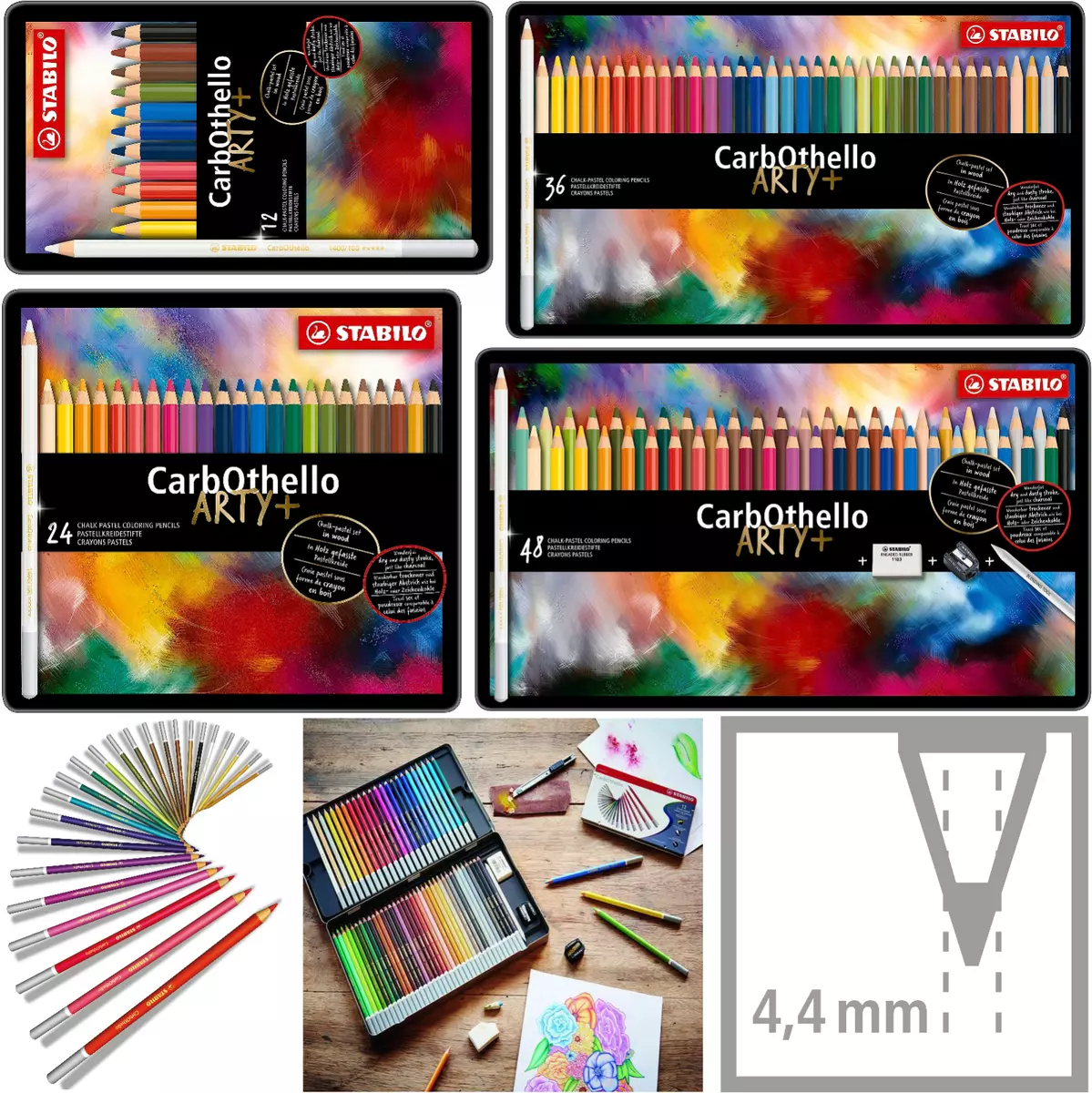 Chalk-pastel pencil STABILO CarbOthello - metal box with 24 colors