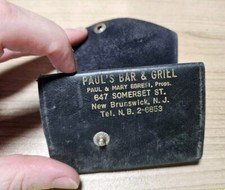 Vtg Paul's Bar & Grill New Brunswick NJ Egresi Advertising Leather Key Wallet