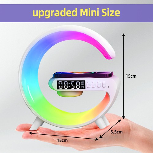 LED Desk Lamp Night Light Wireless Charger Alarm Clock w/Bluetooth Speaker 15W - Picture 11 of 17